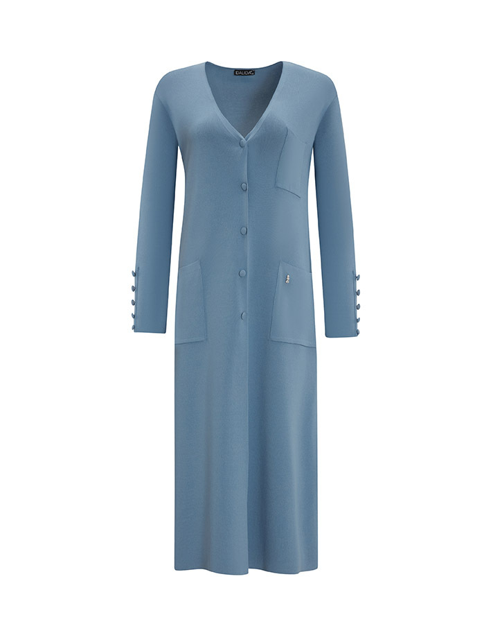 T25Y-9026 Three Pocket Clean Cut Long Cardigan - 9