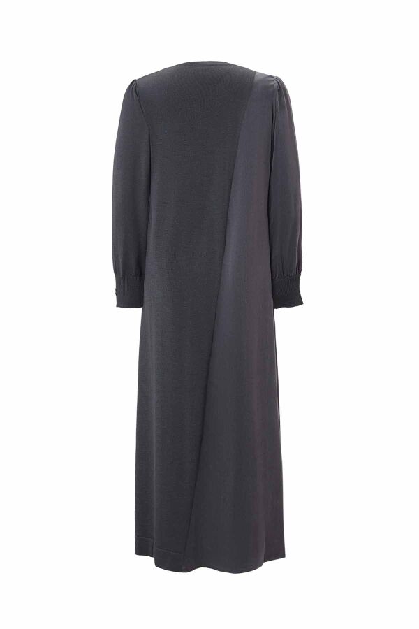 Triko Manteşli Rahat Kesim Gri Elbise - 2