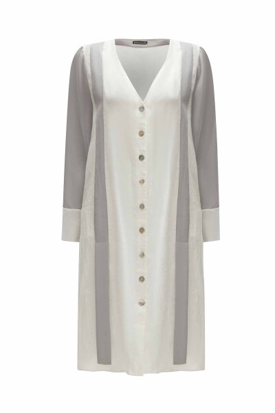 Two-Tone V-Neck Linen Jacket - 10