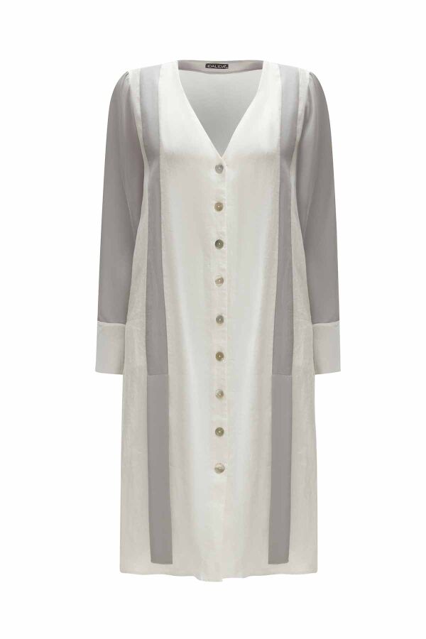 Two-Tone V-Neck Linen Jacket - 10