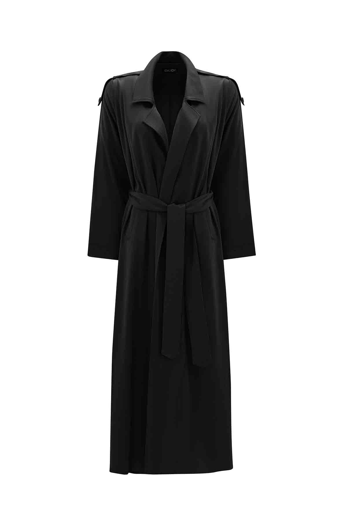 SISANDI ZAHA CLASSIC Ⅱ midnight black Uzun Düz Renk Siyah Kap | Miss Dalida