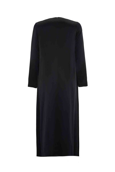 Waist Detailed Cupro Dress in Black - MISS DALIDA (1)