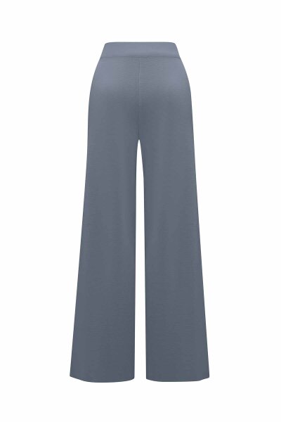 Wide Leg Grey Knit Pants - 2