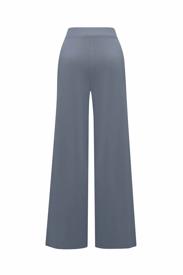 Wide Leg Grey Knit Pants - 2