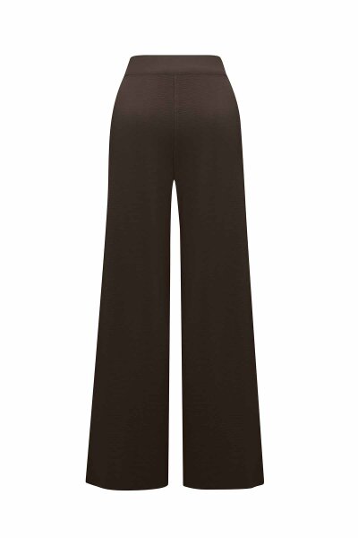 Wide Leg Knit Brown Pants - 2