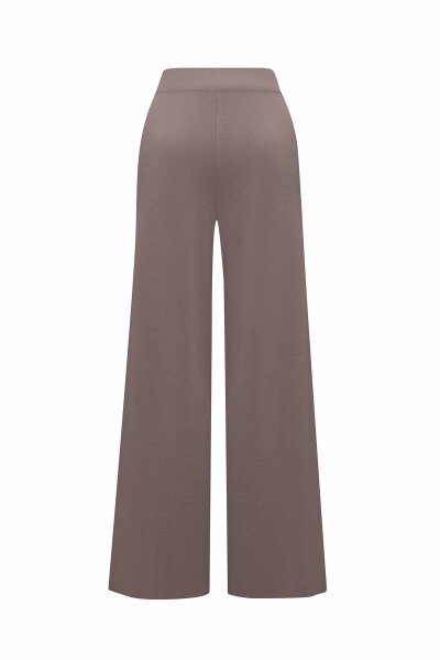Wide Leg Knit Taupe Pants - 2