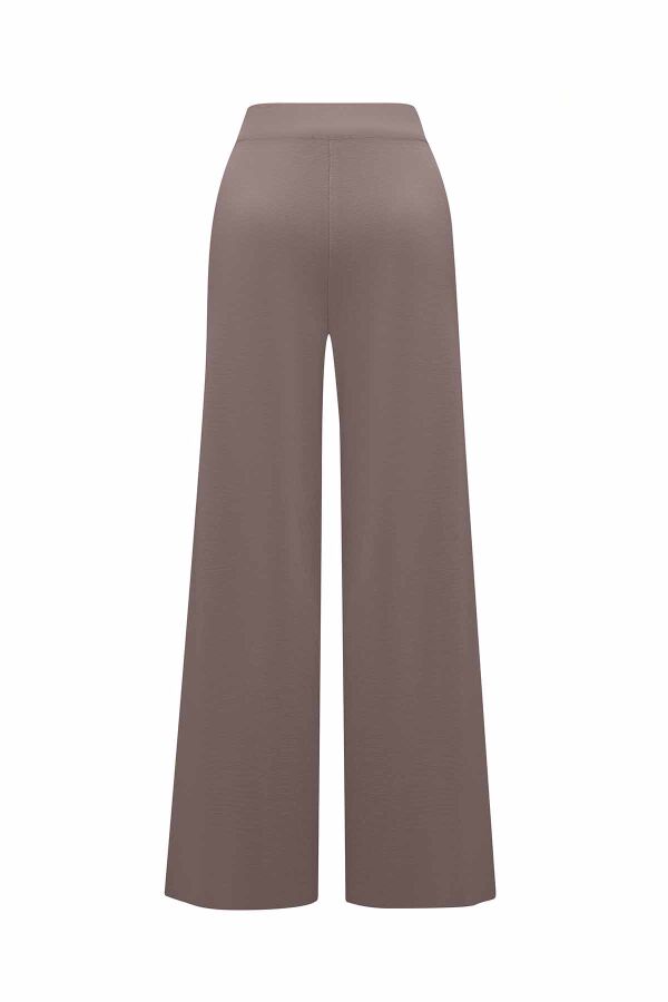 Wide Leg Knit Taupe Pants - 2