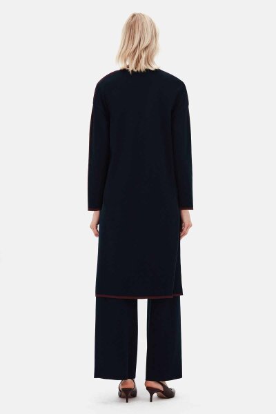 Wide Leg Navy Knit Pants - 3