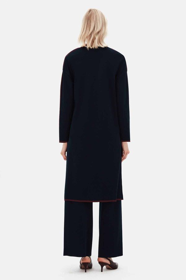 Wide Leg Navy Knit Pants - 3