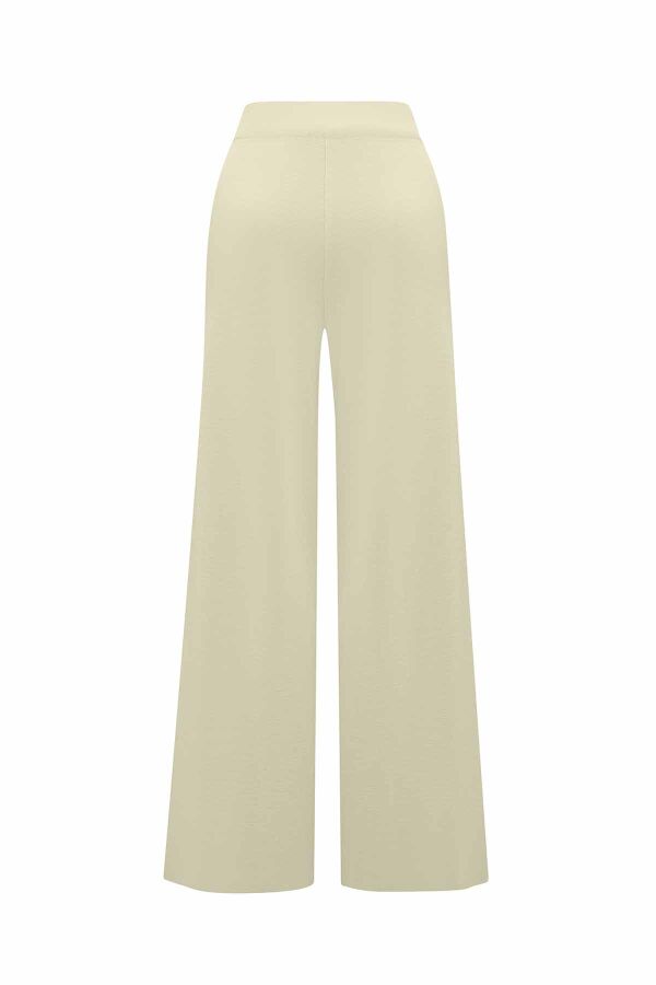 Wide Leg Yellow Knit Pants - 3