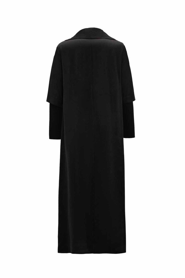 Yakası Fermuarlı Cupro Siyah Elbise - 2