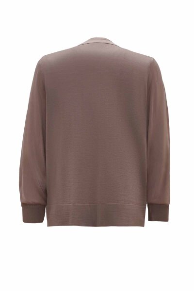 Yuvarlak Yaka Fermuarlı Düz Renk Vizon Kap - 2