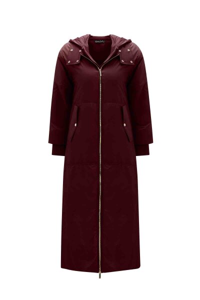Zipped Long Burgundy Coat - 2
