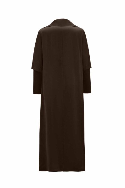 Zipper Collar Cupro Brown Dress - 2